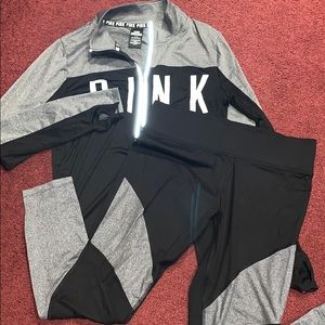 Victoria’s Secret Pink 2pc 1/4 zip/pants sz L